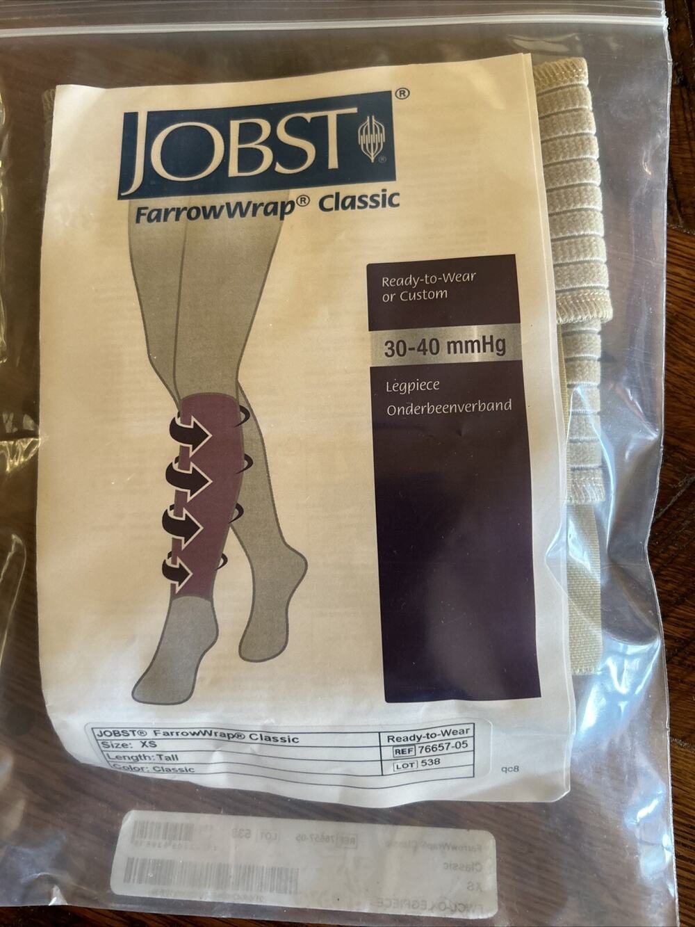 JOBST FarrowWrap Classic Compression Leg Piece 30-40 mmHg Size Tall XS